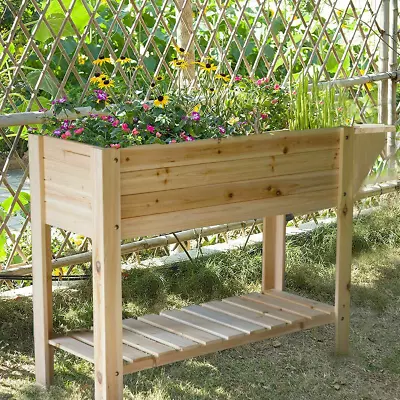 £35.91 • Buy Anti-corrosion Wooden Garden Planter Bed Tall Large Trough Raised Bed Patio Box
