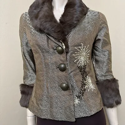 Women’s Beige Brown Polyester Natural Fur Lined Collared Buttons Size PS Jacket • $25