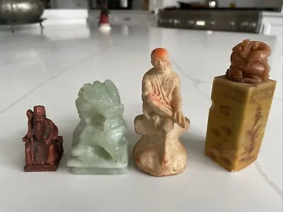 Vintage  Chinese Figurines  Lot Of 4 Carved Jade Soapstone Resin • $20