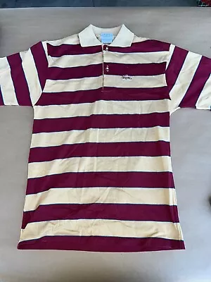 70s VTG IZOD LACOSTE Alligator Striped Burgundy Polo Boys Size 20 Harry Potter • $14.99