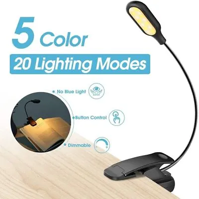 LED Book Reading Light Clip On Bed Desk Rechargeable Mini Lights Bedside Lamp • $8.50