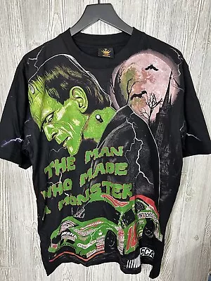 Vintage 90s Style Nascar Frankenstein All Over Print Shirt Spooky Terry Labonte • $99.99