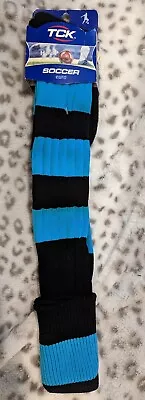 Vtg 70s 80s TCK Long Tube EURO SOCCER SOCKS Blue Black Stripe Twin City L #289 • $51.38