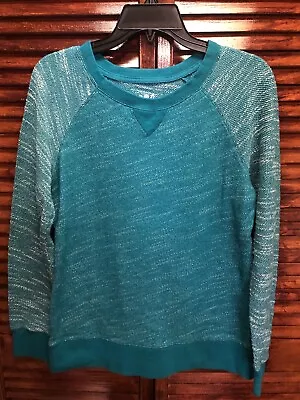 MADE FOR LIFE-100% Cotton Turquoise Long Sleeve Pullover Womens Top-Size PM-NWOT • $10