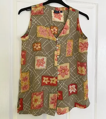 Dash Sleeveless Blouse Tank Top Vintage 80’s/90’s Size 14 38” Bust Button Front • £8.99