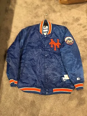 Starter X New York Mets Vintage Varsity Satin Jacket Blue/Orange Mens Size 3XL • $159.95