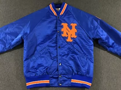Vintage New York Mets Starter Satin Jacket Medium Blue Embroidered MLB • $134.99