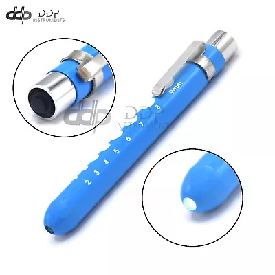 Sky-Blue Reusable Nurse Penlight Pocket Medical LED With Pupil Gauge PL-08 • $10.90