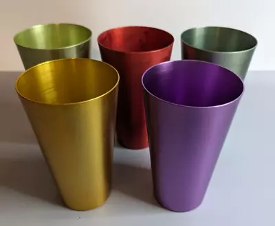 Set Of 5 Vintage MCM Retro Rainbow Colored Aluminum Tumbler Drinking Cups • $15