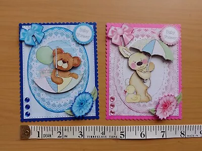 2 X  HANDMADE BABY SHOWER Card Toppers • £0.99