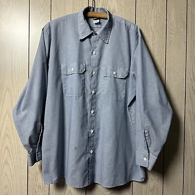 Vintage Big Ben Wrangler Shirt Blue Chambray Workwear Men's Size XL • $18.50