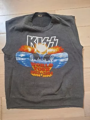  VINTAGE KISS World Tour 1983-84 Sleeveless T SHIRT RARE OFFICIAL MERCH  Size L • $69