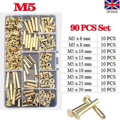 £9.95 • Buy 90PCS Copper Chicago Screws For Book Binding 6 8 10 12 15 18 20 25 30mm Long Set