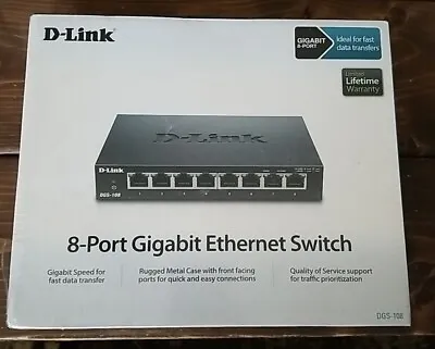 New D-Link® DGS-108 8-Port Gigabit Ethernet Switch | Fast Data Transfers • $20.99