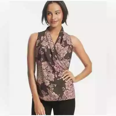 Cabi 'Rosewater' Faux Wrap Sleeveless Blouse Floral Style 594 Size Small • $14.99