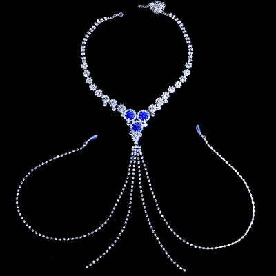 $16.49 • Buy Non Piercing Nipple Rings Rhinestone Body Chain Crystal Necklace For Women