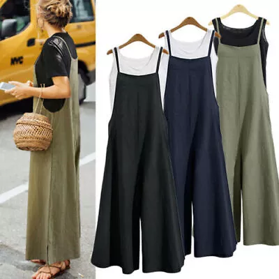 $29.49 • Buy Womens Ladies Wide Leg Jumpsuit Ladies Loose Summer Romper Overall Plus Size AU