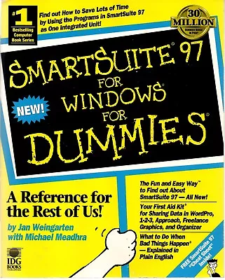 SMART SUITE 97 For WINDOWS For DUMMIES  With A Set Of 5 LOTUS SYMPHONY Disks • £3.50