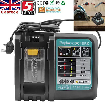 For Makita DC18RC Fast Lithium-Ion Battery Charger 7.2V-18V BL1815 BL1850 BL1830 • £18.49