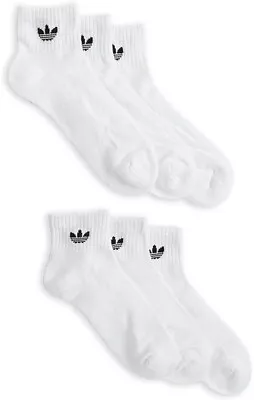 Adidas Men's Athletic Moisture Wicking Cushioned Quarter-Cut TREFOIL Socks 6-12 • $19.99