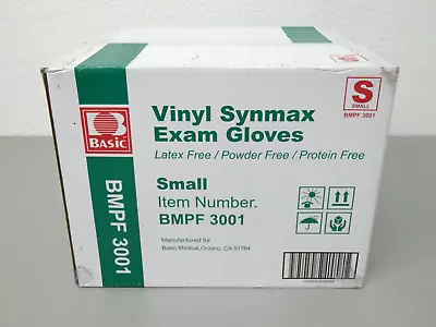 Basic Blue Vinyl Synmax Exam Gloves- Size Small (BMPF 3001) - Case Of 1000 • $30