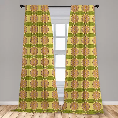 Retro Abstract Microfiber Curtains 2 Panel Set Living Room Bedroom In 3 Sizes • $26.99