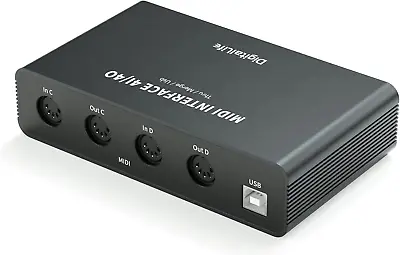 3-In-1 4X4 MIDI Interface Box - 4I/4O USB-MIDI 4I/4O Midi-Thru 2I/4O Midi-Merg • $83.99