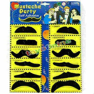 Set Of 12 Stylish Costume Funny Party Fake Moustache Mustaches Black US • $8.99