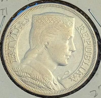 1929 Latvia 5 Lati Silver Coin • $28