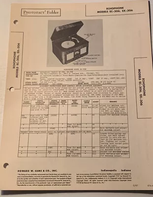 Echophone Model EC-306 EX-306 February 1947 Photofact Folder F1 • $7