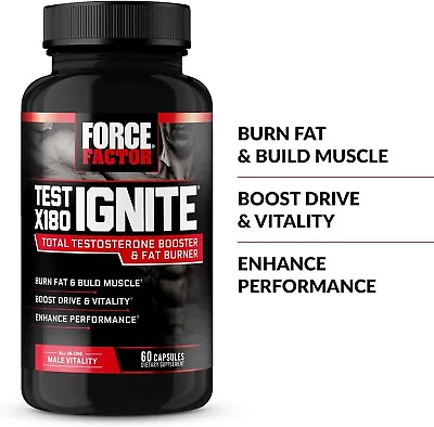 Force Factor Test X180 Ignite-Total Testosterone Booster-60 Caps Male Vitality • $15.55