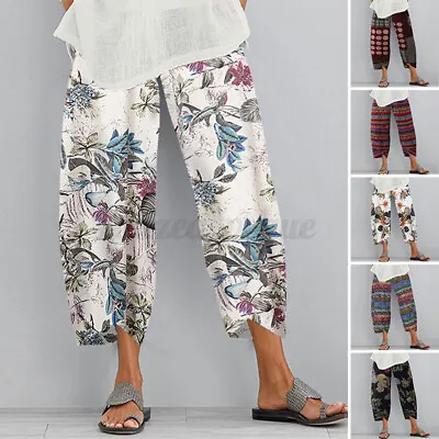 AU STOCK ZANZEA Women Summer Floral Pants Capris Crop Trousers Retro Chino Pants • $16.14