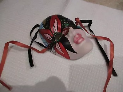 Vintage 1991 Hand Painted Ceramic Mardi Gras Mask Signed • $19.99