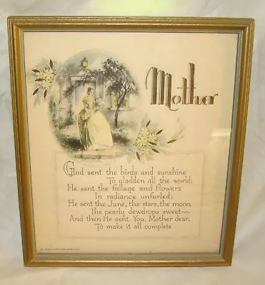 Vtg MOTHER Poem Buzza Motto Craftacres Wall Hanging Plaque Art Deco Lady Yellow • $24.99