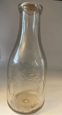 Vintage JOHN SALI Quart Milk Bottle Darien Connecticut Mint Cond.! • $16.99