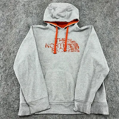 North Face Sweater Mens Large Gray Orange Logo Half Dome Graphic Hoodie • $9.95