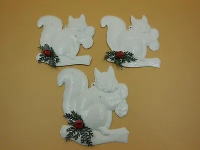 Lot Of 3 Vintage Dept 56 Tin Squirrel Christmas Tree Ornaments / Prompt Shipping • $14.99