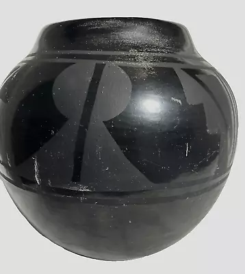 Vintage Southwest Geometric Blackware Pottery Vase 5.5  • $54