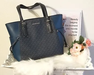 Michael Kors Voyager Tote Handbag Purse Large Dark Teal Blue/Navy. Has The Tags! • $129