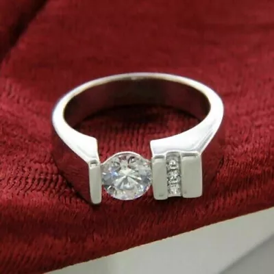 Tension Set Men's Ring Wedding Ring 14K White Gold  2.3 Ct Simulated Diamond • $228.64