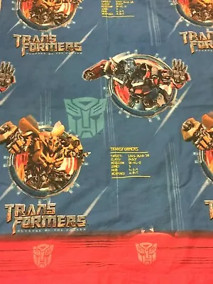 Transformers Revenge Of The Fallen Twin Flat Sheet Bedding Or Fabric 2009 Rare • $14