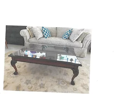 Thomasville Mahogany Traditional Chippendale Coffee Table With Glass Cover • $575