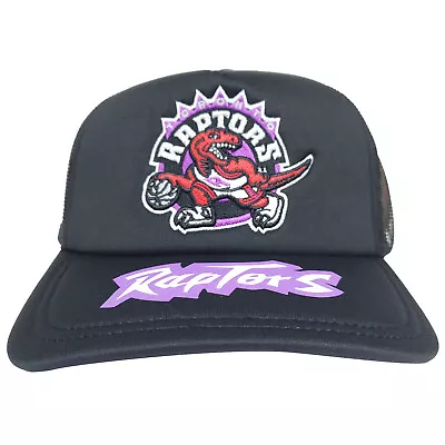 Toronto Raptors Mitchell & Ness NBA Trucker Hat 3D Logo Bill Logo Black Cap NWT • $31.99