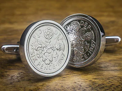 £9.99 • Buy Lucky Sixpence Silver Coin Cufflinks Choice Of Birthday Year 1928 To 1967 