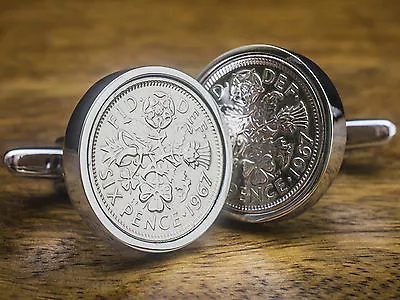£12.99 • Buy Lucky Sixpence Silver Coin Cufflinks Choice Of Birthday Year 1928 To 1967 