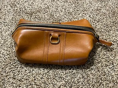 Vintage 1940’s Amity Bag Men's Brown Leather Toiletry Dopp Kit Travel Shaving • $31.49