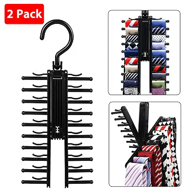 $9.48 • Buy Adjustable Cross X Tie Rack Hanger Non-Slip Belt Compact Closet Holder Organizer