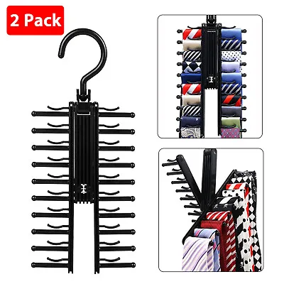 Adjustable Cross X Tie Rack Hanger Non-Slip Belt Compact Closet Holder Organizer • $10.48