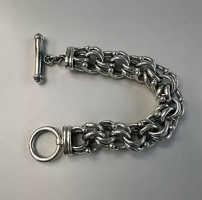 Vintage Sterling Silver Double Link Bracelet Mexico 8.5” Inch • $199.26