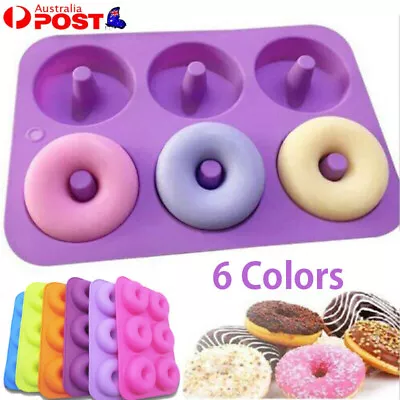 6-Cavity Silicone Donut Moulds Non-Stick Baking Tray Heat Resistance Mold AU • $14.59